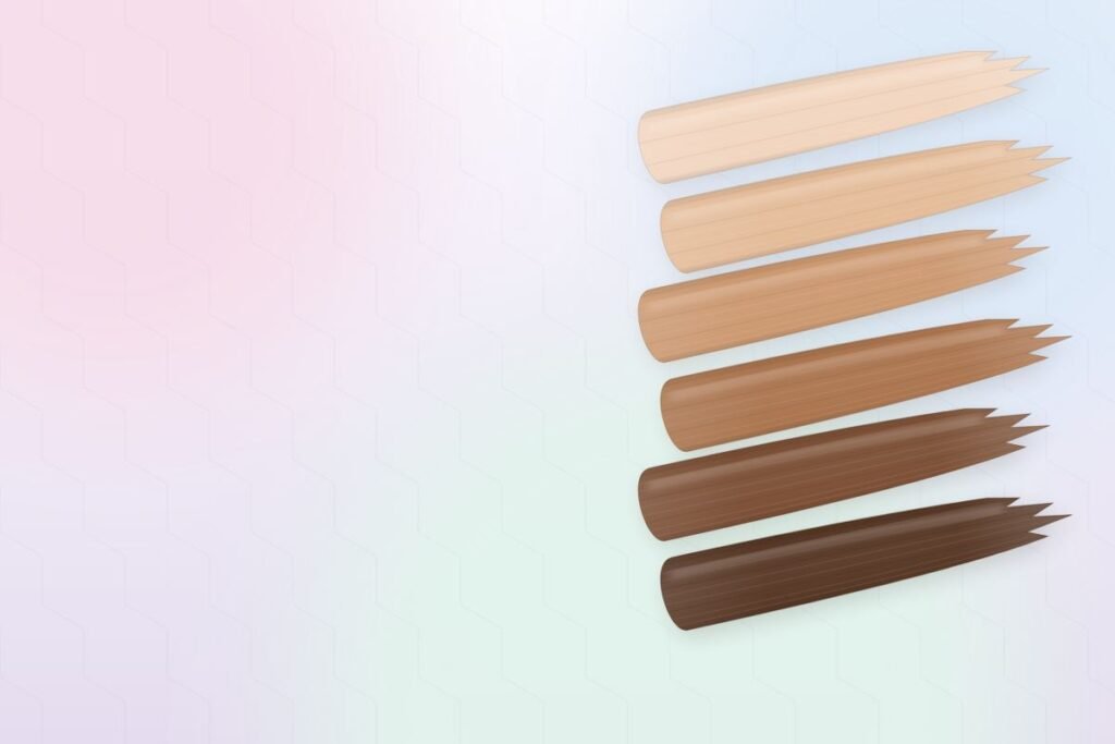 Six skin tint shades swatched from Fair 01 to Rich 06
