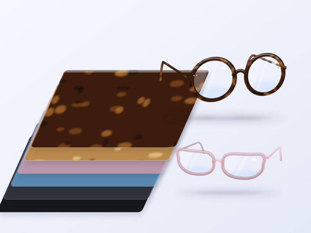 Stacked acetate sheets and finished frames