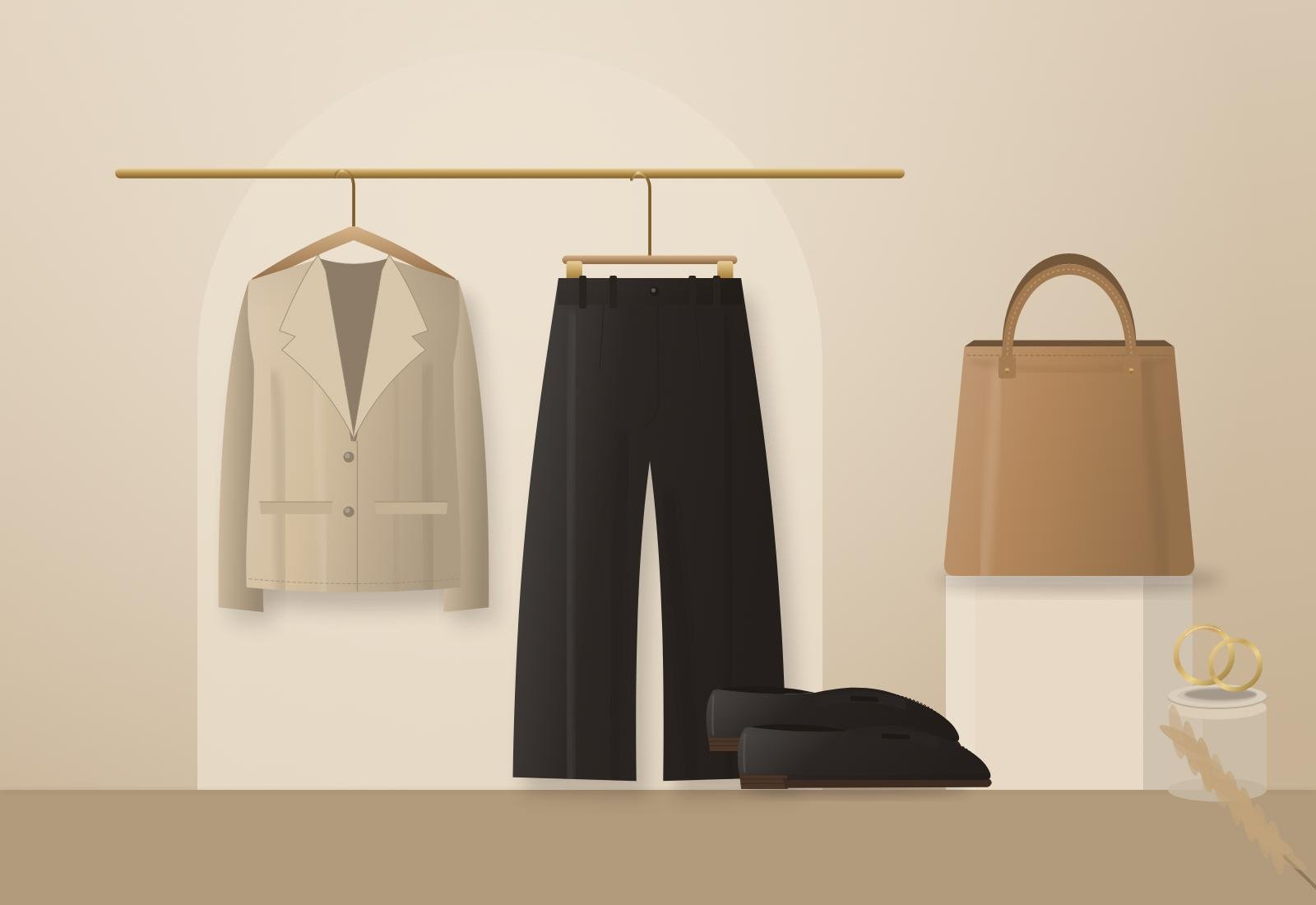 Linen blazer, wide-leg trousers, leather tote and loafers styled together