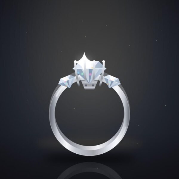 Lune Three-Stone Engagement Ring in platinum