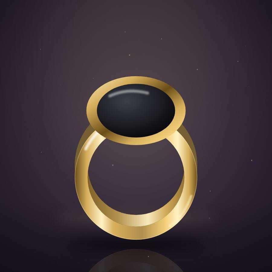 Obsidian Onyx Signet Ring in 18k yellow gold