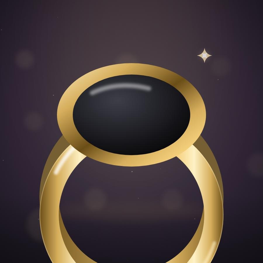 Obsidian Onyx Signet Ring, close-up detail