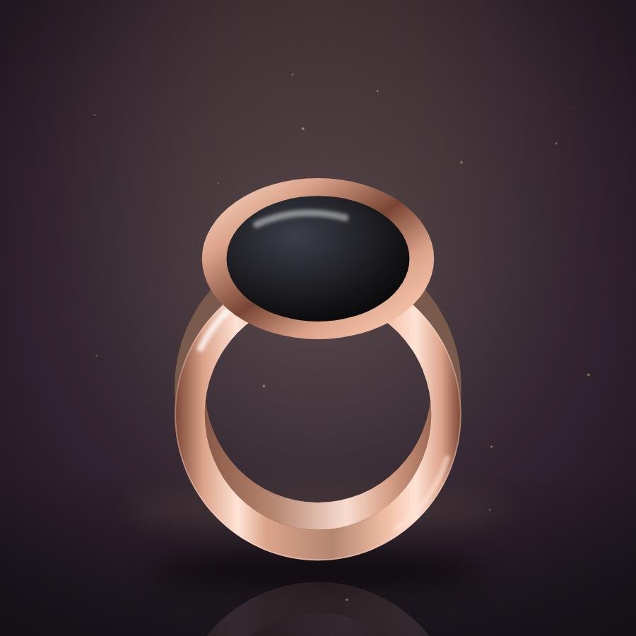 Obsidian Onyx Signet Ring in 18k rose gold