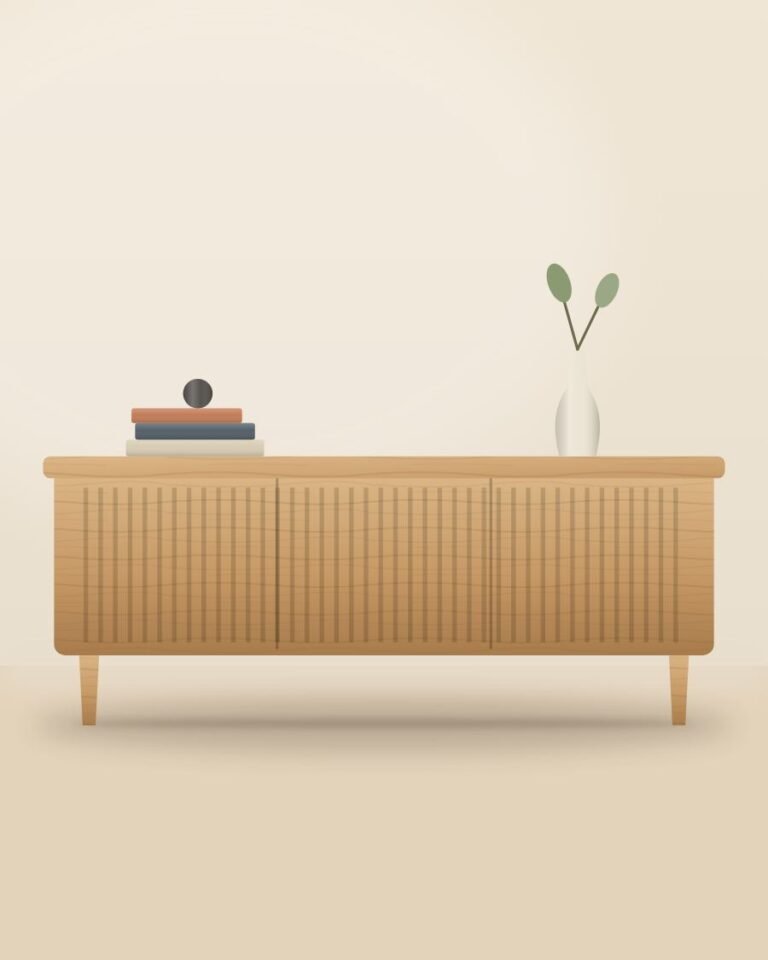 Sanna Slatted Media Console in natural oak