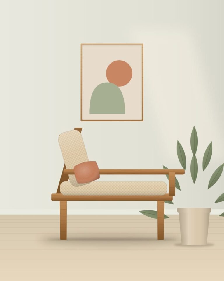 Sol Teak Lounge Chair styled in a room